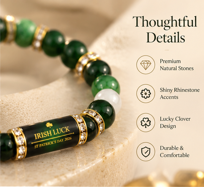 💰 Green Agate Money Luck Bracelet – Clover Charm for Wealth & Good Fortune-Lynn