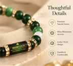 💰 Green Agate Money Luck Bracelet – Clover Charm for Wealth & Good Fortune-Lynn