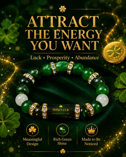 💰 Green Agate Money Luck Bracelet – Clover Charm for Wealth & Good Fortune-Lynn
