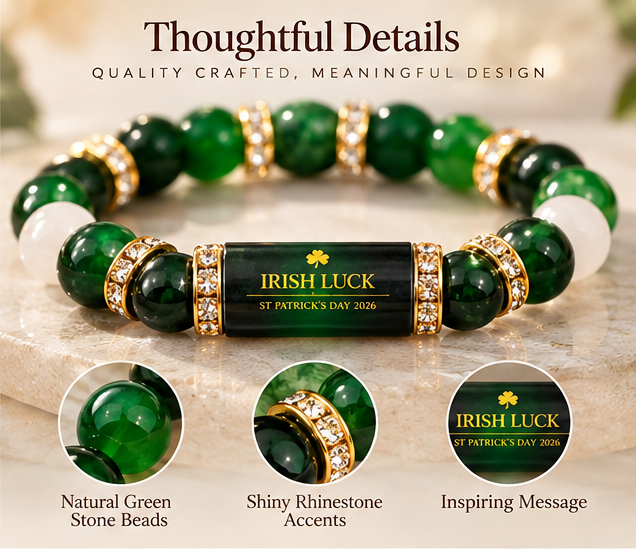💰 Green Agate Money Luck Bracelet – Clover Charm for Wealth & Good Fortune-Lynn