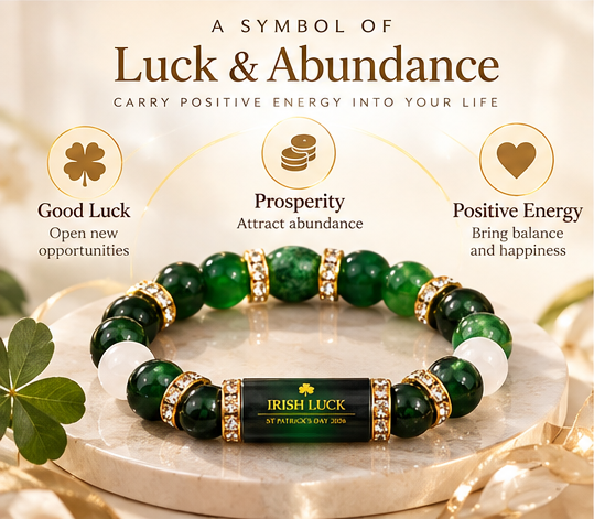 💰 Green Agate Money Luck Bracelet – Clover Charm for Wealth & Good Fortune-Lynn