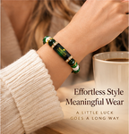 💰 Green Agate Money Luck Bracelet – Clover Charm for Wealth & Good Fortune-Lynn