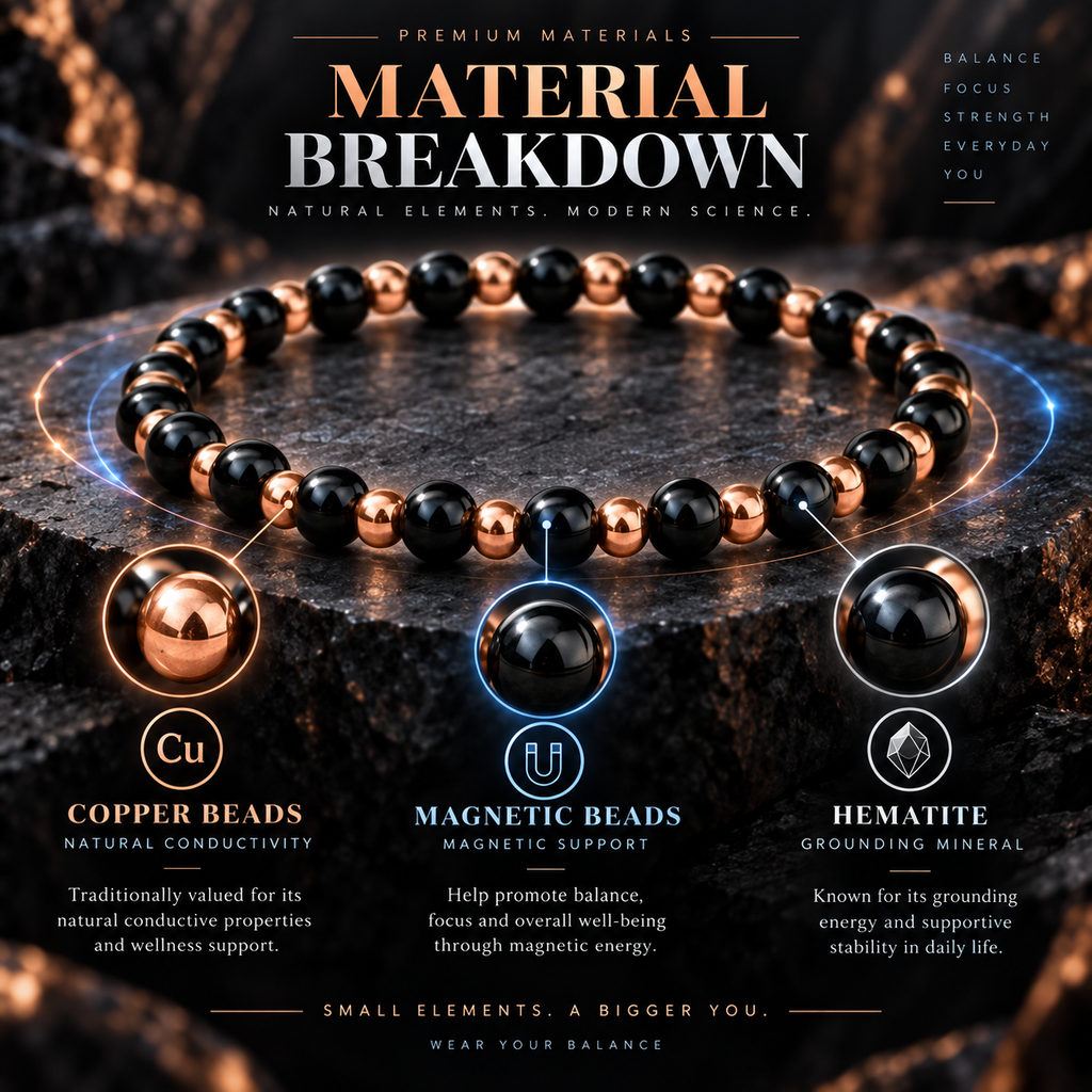✨Fortune Flow Magnetic Bracelet – Copper × Hematite × 3500 Gauss Magnetic Beads-IVY