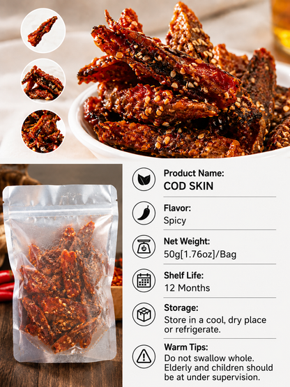 🌶️Premium Crispy Spicy Cod Skin Snack | Crunchy Seafood Chips-Lynn