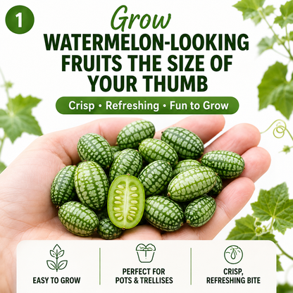 🍉The Tiny “Watermelon” Everyone Will Ask About Easy-to-Grow Cucamelon Seeds for Pots, Patios & Gardens-Lynn