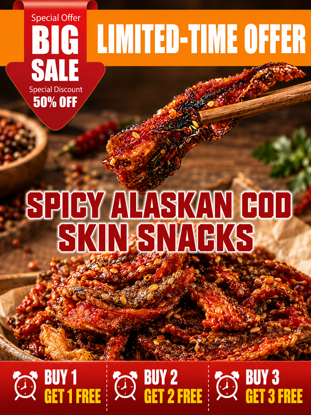 🌶️Premium Crispy Spicy Cod Skin Snack | Crunchy Seafood Chips-Lynn