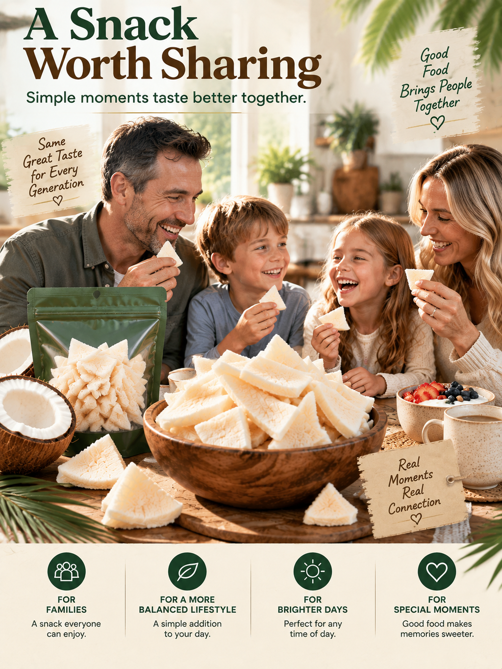 Thick-Cut Coconut Wedges Real Coconut Meat Tropical Snack-JGG