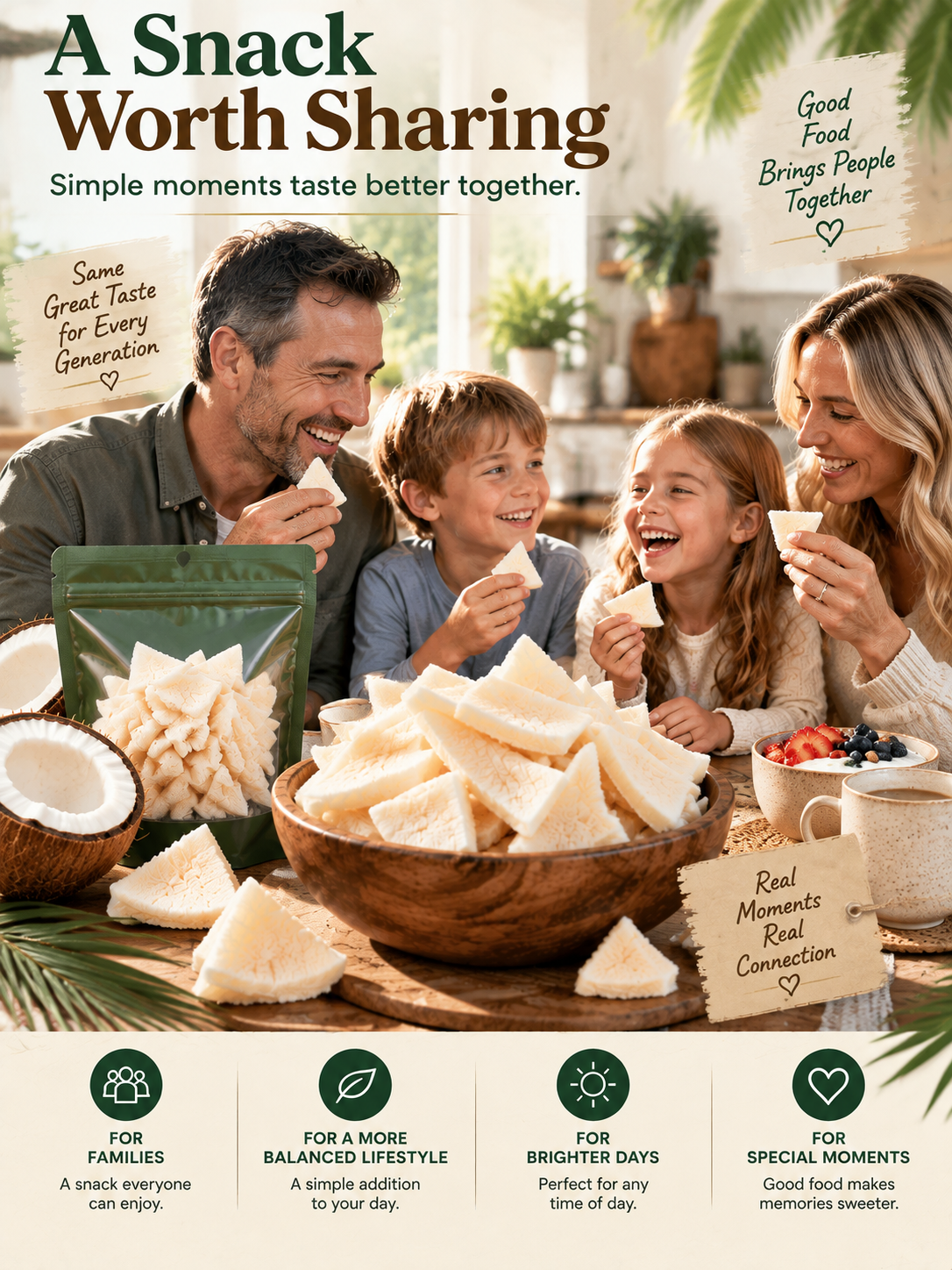 Thick-Cut Coconut Wedges Real Coconut Meat Tropical Snack-JGG