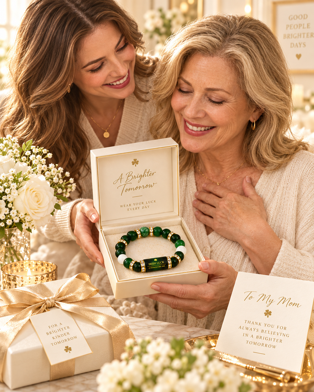 💰 Green Agate Money Luck Bracelet – Clover Charm for Wealth & Good Fortune-Lynn