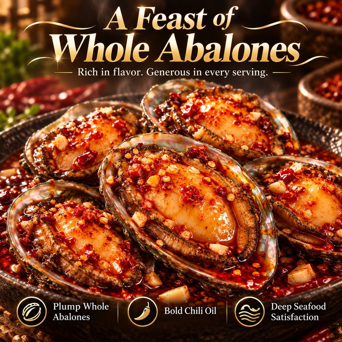 🔥 Spicy Whole Abalone – Tender, Juicy & Packed with Bold Seafood Flavor-IVY
