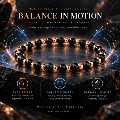 💫3500 gauss magnetic beads with hematite | Adjustable magnetic bracelet | Copper magnetic bracelet-IVY