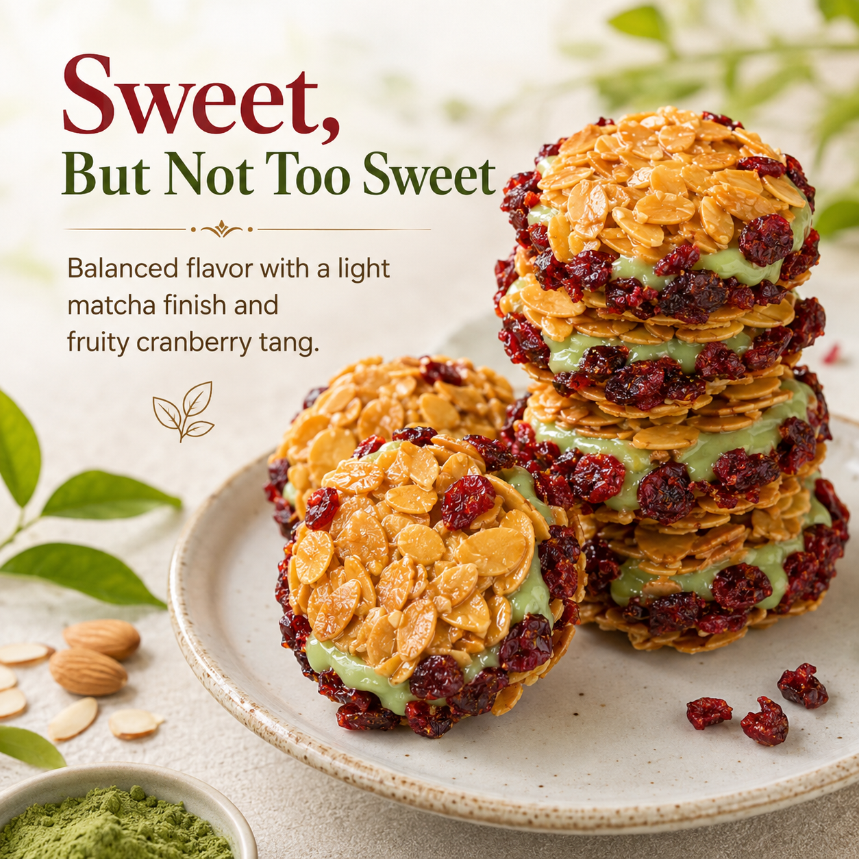 🍒 Cranberry Almond Crisps – Sweet-Tart Fruit Meets Smooth Matcha-Lynn