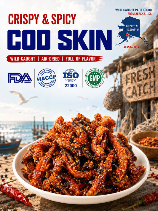 🔥Wild Cod Skin Snack – Crispy, Savory & Packed with Seafood Flavor-Lynn