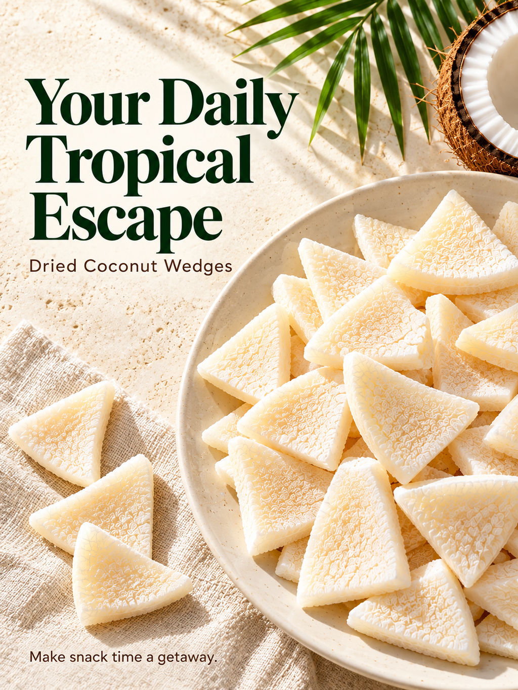 Thick-Cut Coconut Wedges Real Coconut Meat Tropical Snack-JGG