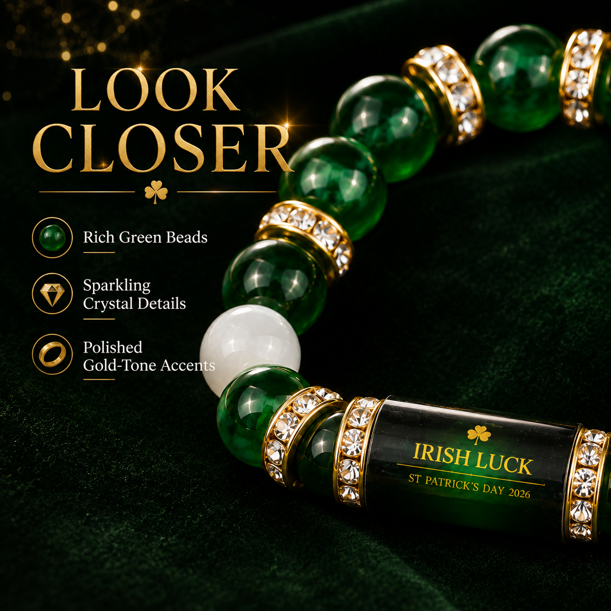 💰 Green Agate Money Luck Bracelet – Clover Charm for Wealth & Good Fortune-Lynn