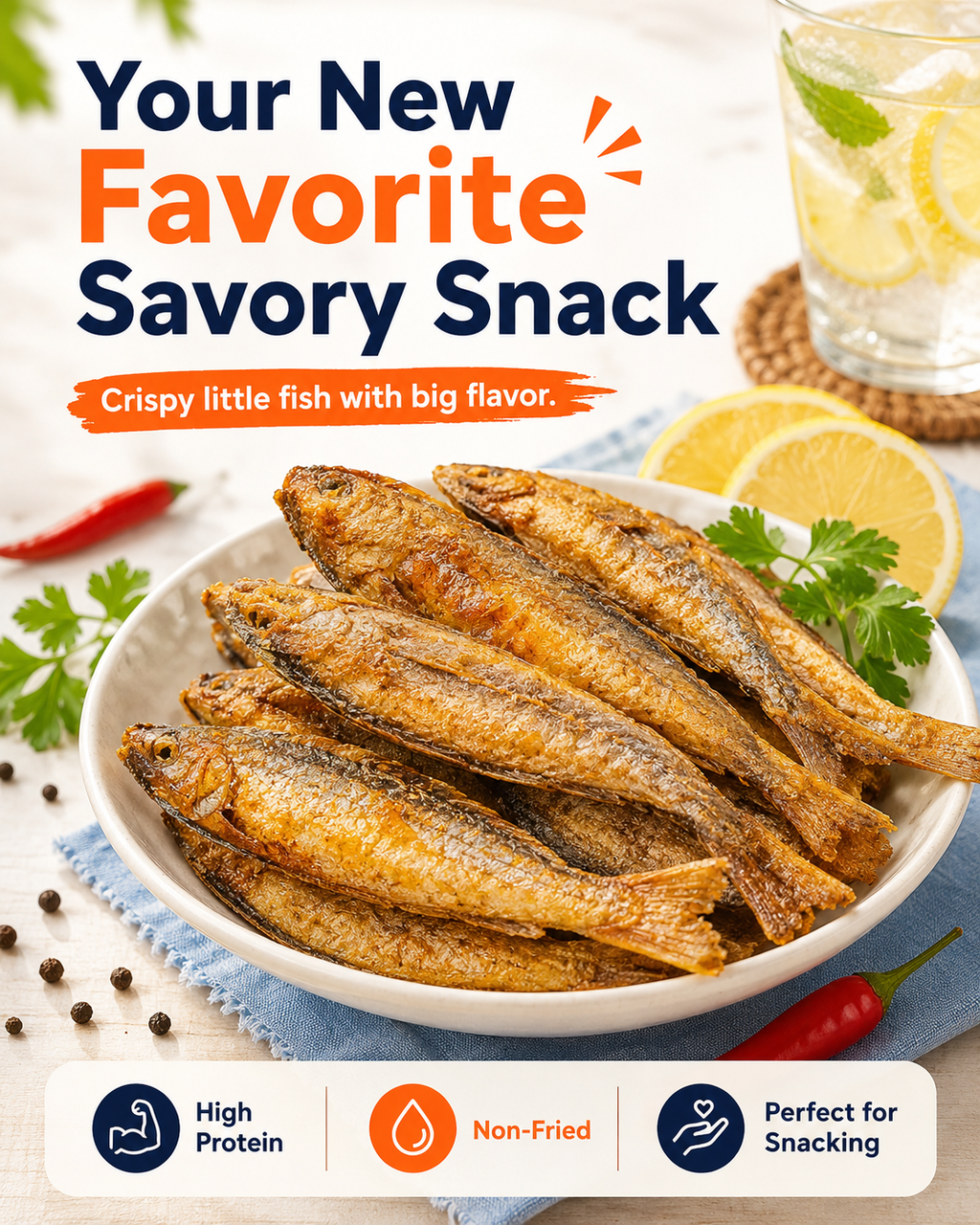 High-protein ready-to-eat deep-sea fish crisps-Lynn
