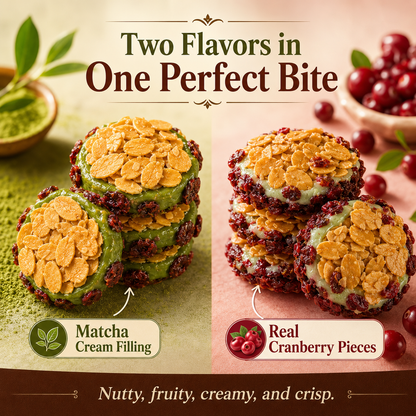 🍒 Cranberry Almond Crisps – Sweet-Tart Fruit Meets Smooth Matcha-Lynn