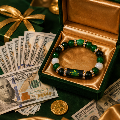 💰 Green Agate Money Luck Bracelet – Clover Charm for Wealth & Good Fortune-Lynn